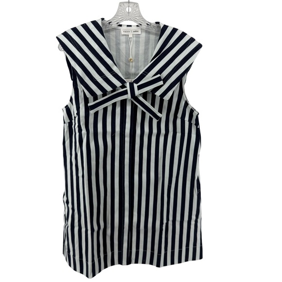 entro Dresses & Skirts - Entro Navy White Striped Sailor Collar Bow Sleeveless Mini Dress Womens Medium